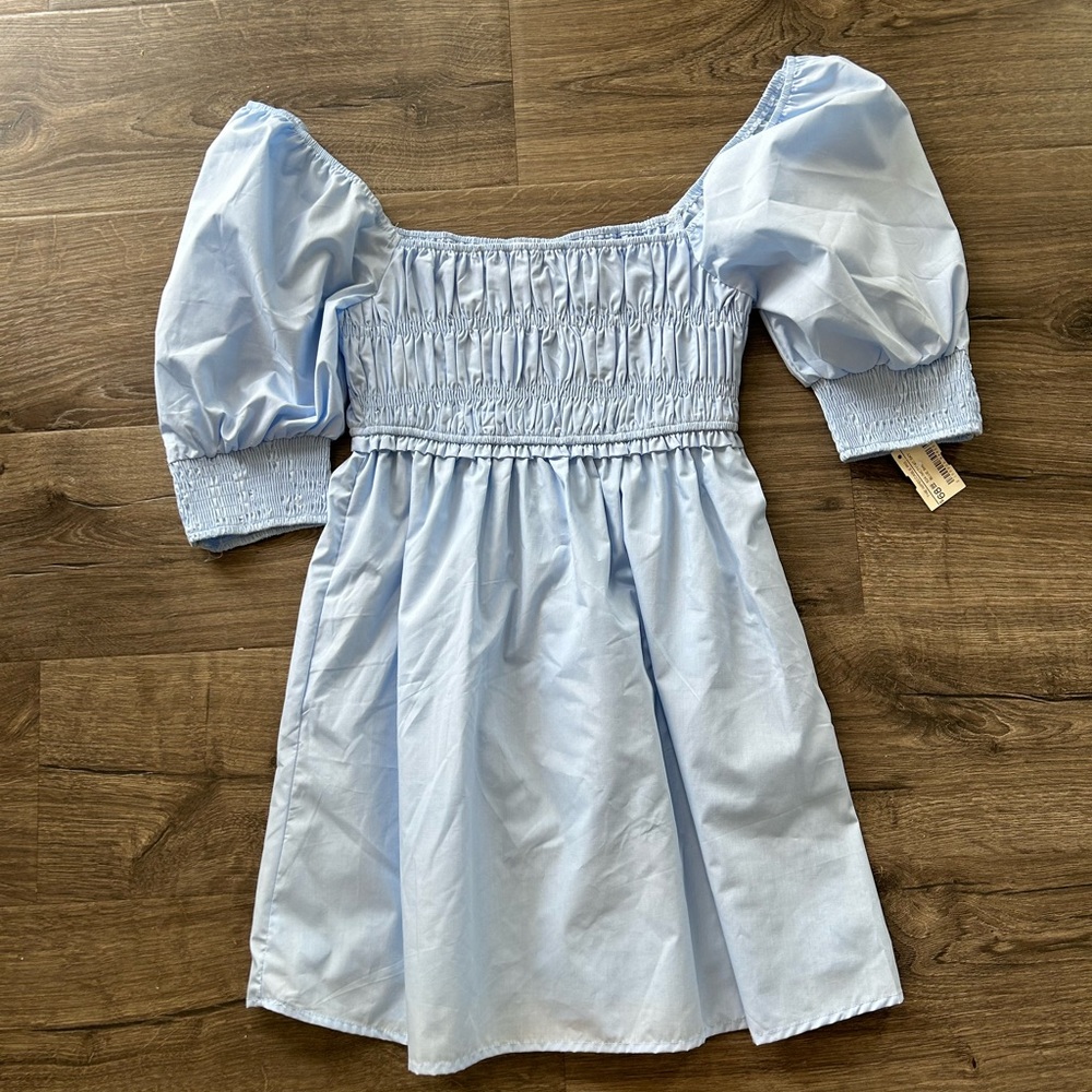 2/$60 NWT The impeccable pig light blue puff sleeve dress smock bodice small - Picture 3 of 9